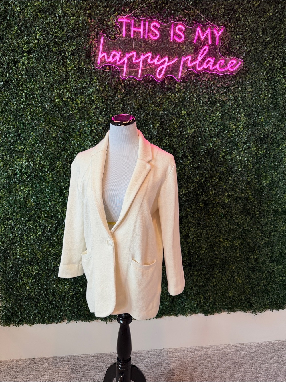 J crew sweater cream Single-Button Blazer Jacket